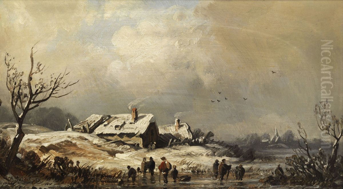 Winter landscape. Oil Painting by August Seidel