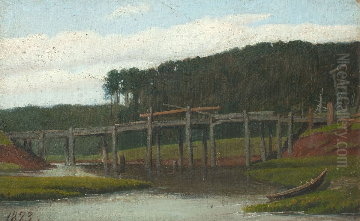 Bridge Oil Painting by Apollinary Vasnetsov