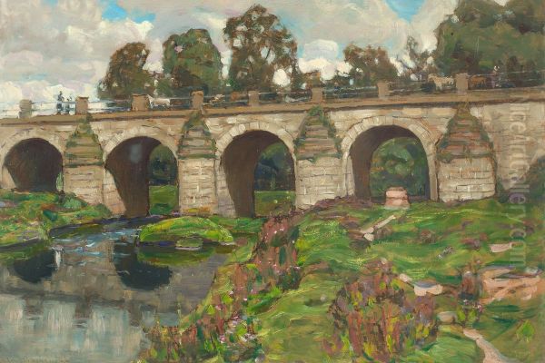 Palace Bridge over the Yauza River. Lefortovo Oil Painting by Apollinary Vasnetsov
