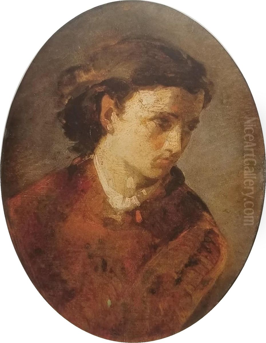 Portrait of Anita Garibaldi Oil Painting by Gerolamo Induno