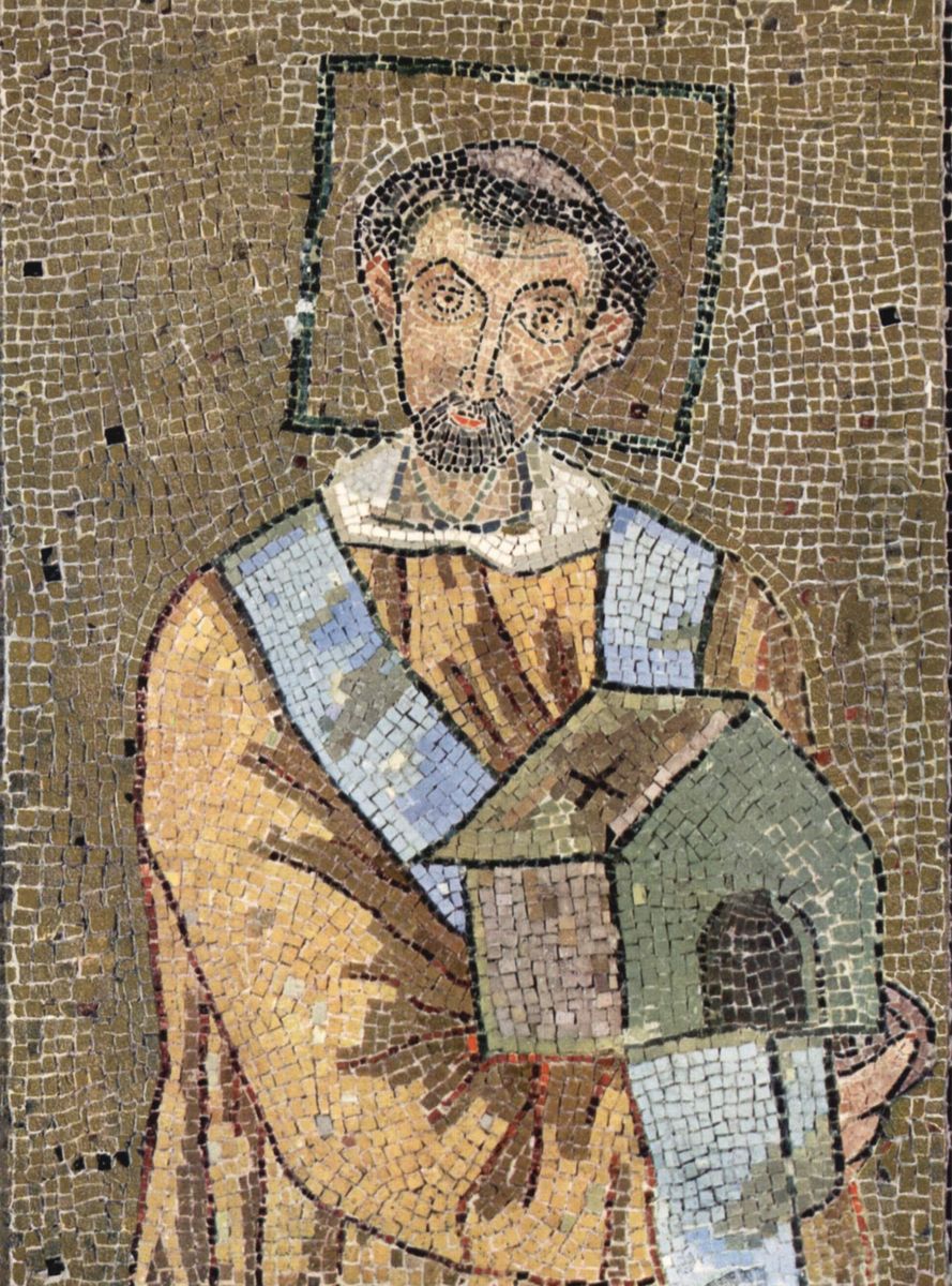 Portrat des Papstes Johannes VII. als Stifter mit Kirchenmodell, Fragment Oil Painting by unknown