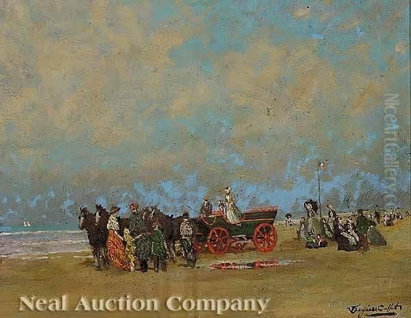 An Afternoon On Anormandy Beach Oil Painting by Henri Callot