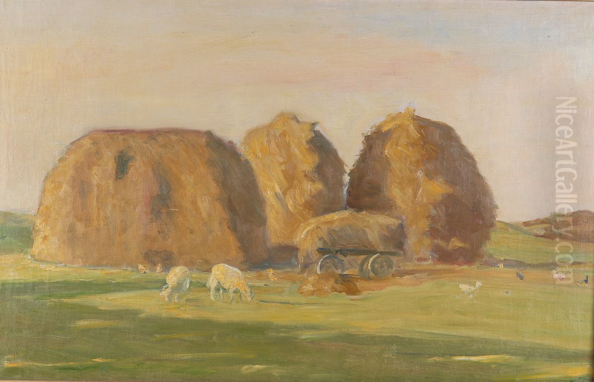 Haystacks. Oil Painting by Michael Peter Ancher