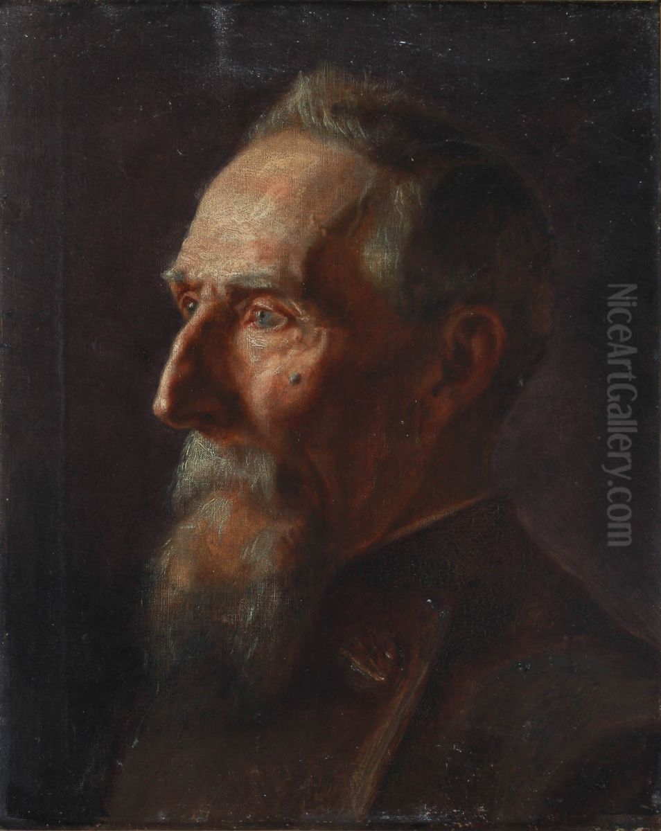 Portrait of an elderly man. Oil Painting by Michael Peter Ancher