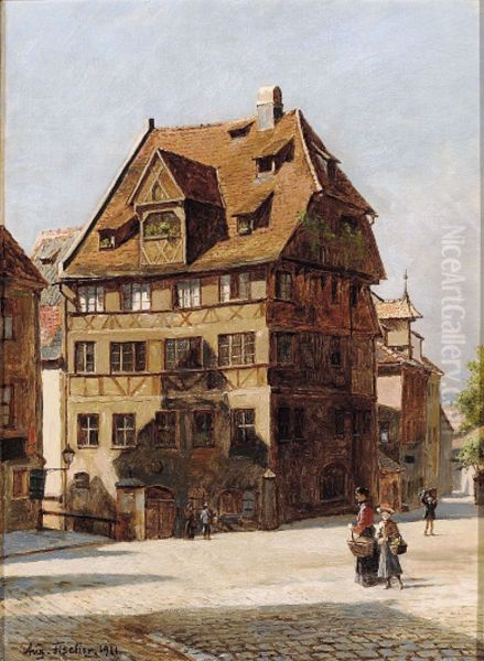 The House of albrecht Durer im Nuremburg Oil Painting by August Fischer