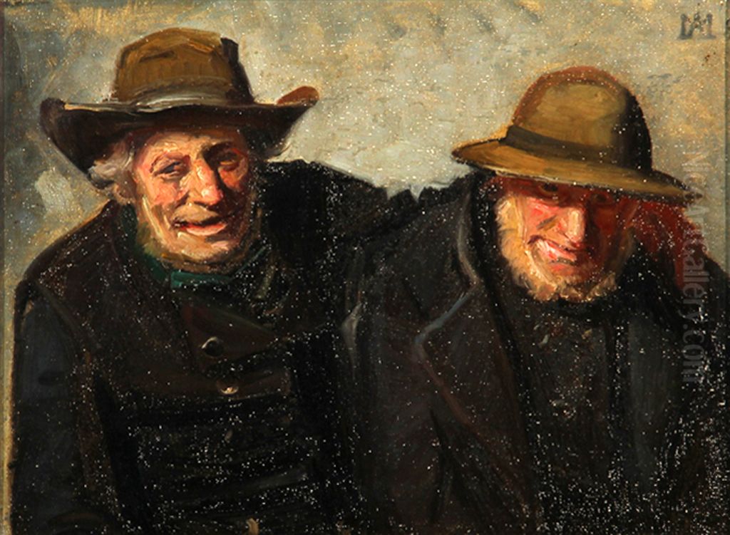 Portrait of two friends, fishermen of Skagen. Oil Painting by Michael Peter Ancher