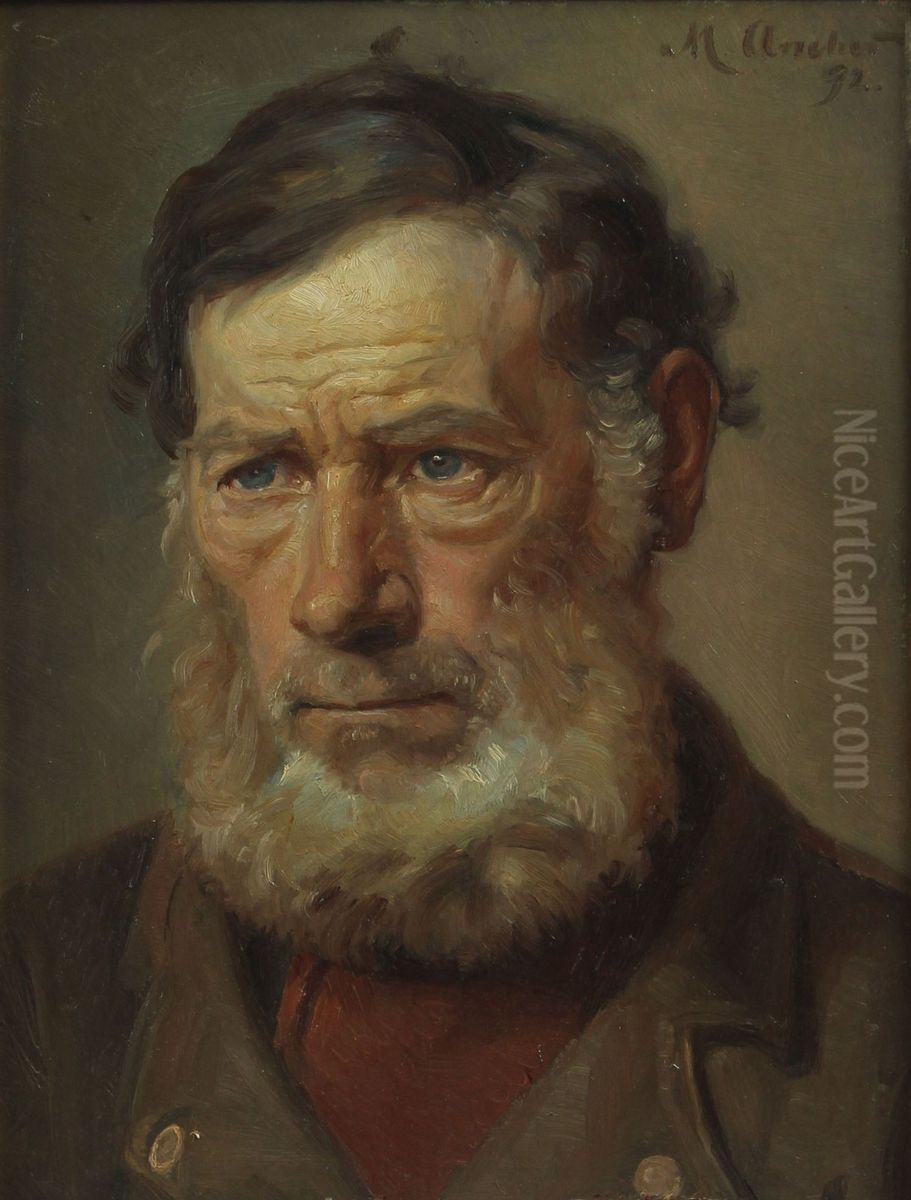 Portrait of a man. (1892) Oil Painting by Michael Peter Ancher