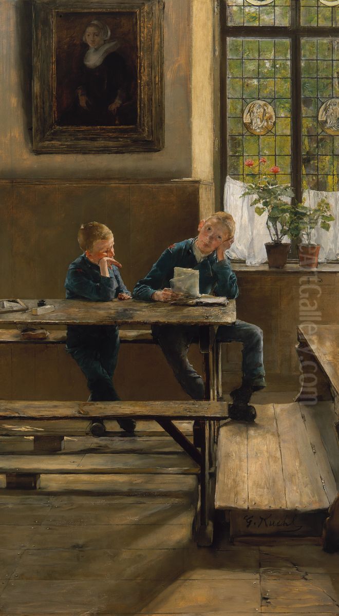 In the orphanage Oil Painting by Gotthardt Kuehl