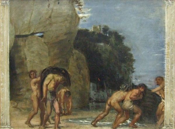 Aufbruch der Fischer Oil Painting by Hans von Marees