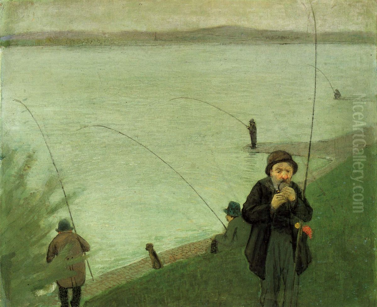 Angler am Rhein Oil Painting by August Macke