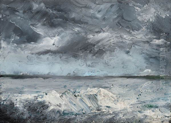 Pack ice on the beach Oil Painting by August Strindberg