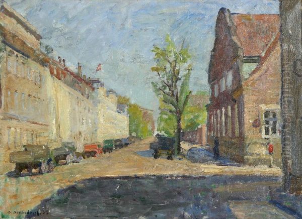 Street view. Oil Painting by Axel Bredsdorff