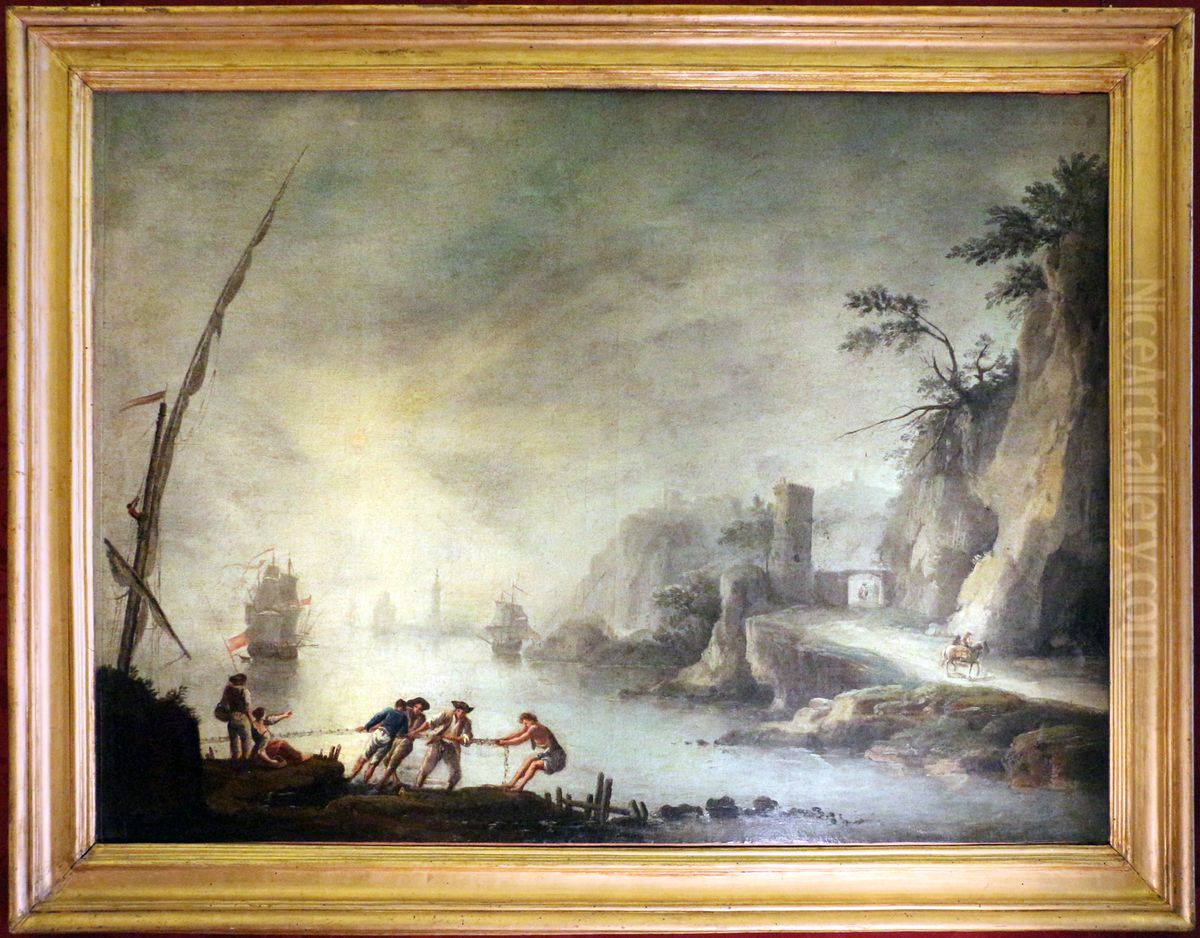 Port with Fishermen Oil Painting by Joseph Vernet