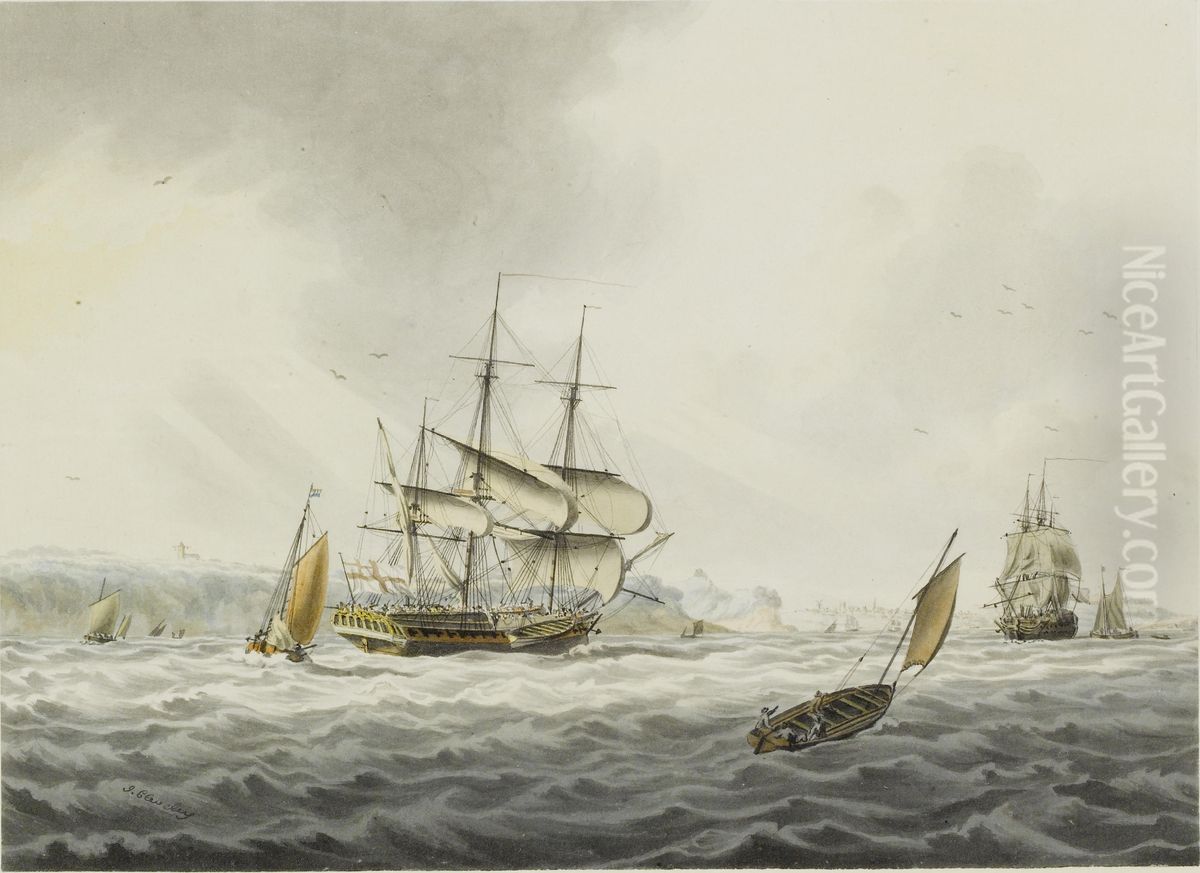 Plymouth Oil Painting by John Cleveley the Elder