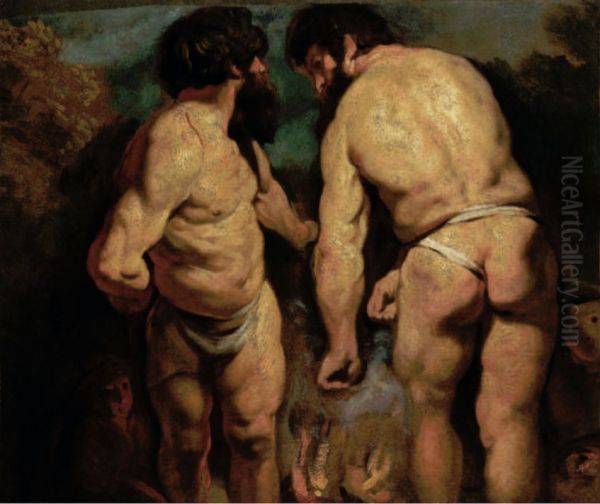 Study of two male nudes Oil Painting by Jacob Jordaens