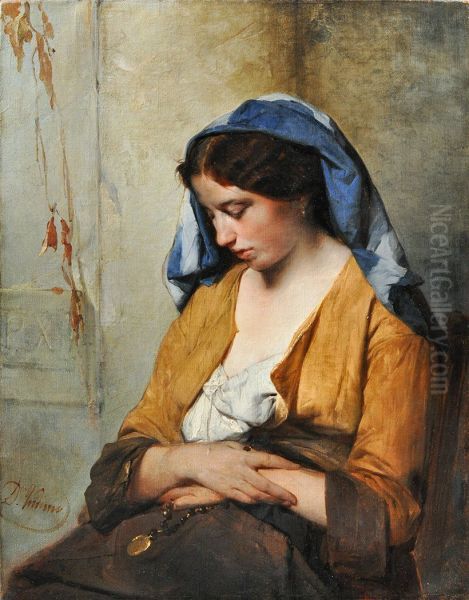 Maternita Oil Painting by Domenico Induno