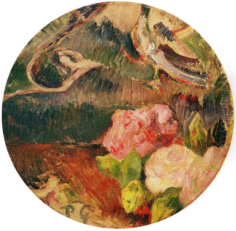 Flowers and Bird Oil Painting by Paul Gauguin