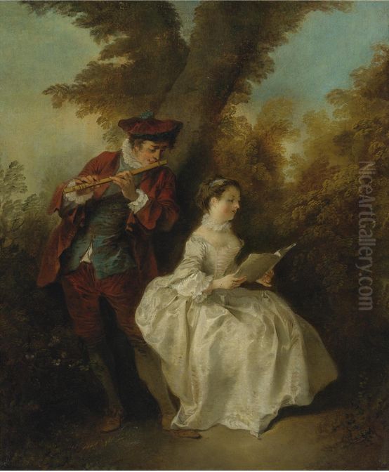 Le Duo Oil Painting by Nicolas Lancret