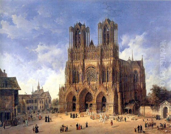 The Cathedral of Reims Oil Painting by Domenico Quaglio the Younger