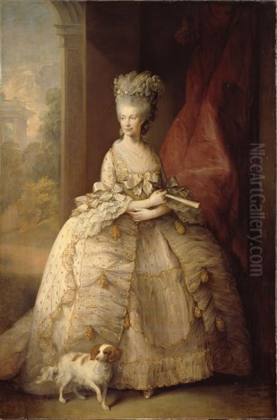 Portrait of Queen Charlotte of England Oil Painting by Thomas Gainsboroughand workshop