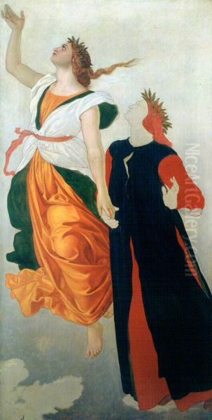 Dante   and  Beatrice Oil Painting by William Dyce