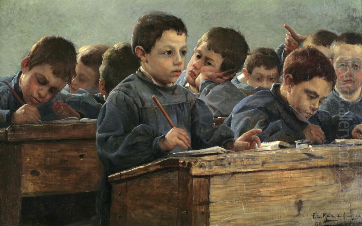 In the classroom Oil Painting by Jean-Paul Louis Martin des Amoignes