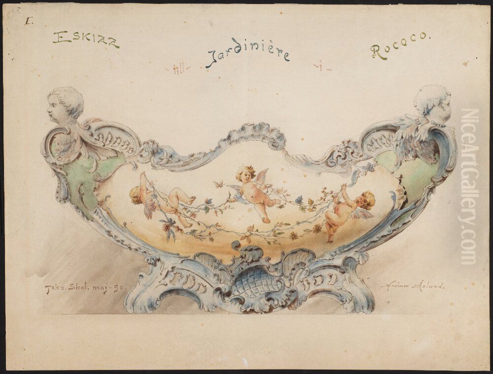 Jardiniere i rokoko Oil Painting by Helmer Osslund