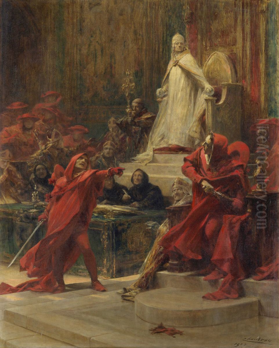 Querelle de Cardinaux Oil Painting by Theobald Chartran