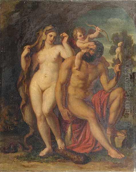 Hercules and Omphale Oil Painting by Carl Rahl