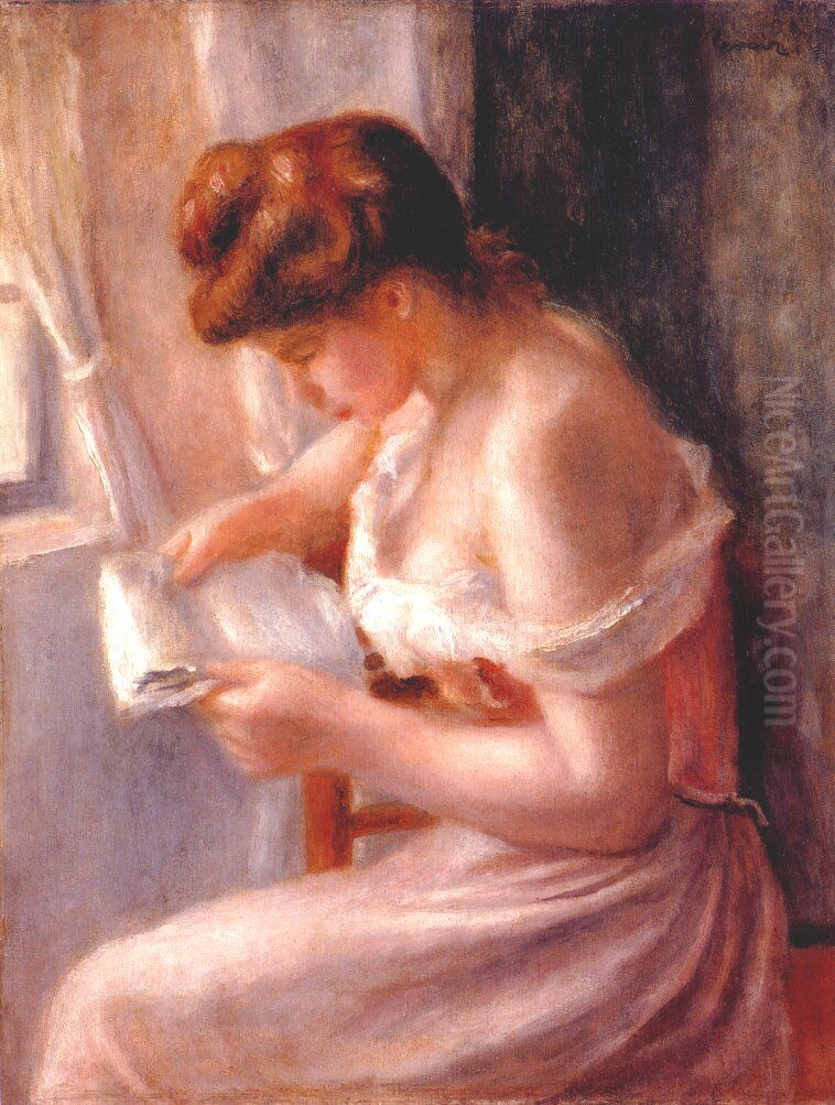 Ein lesendes Madchen Oil Painting by Pierre Auguste Renoir