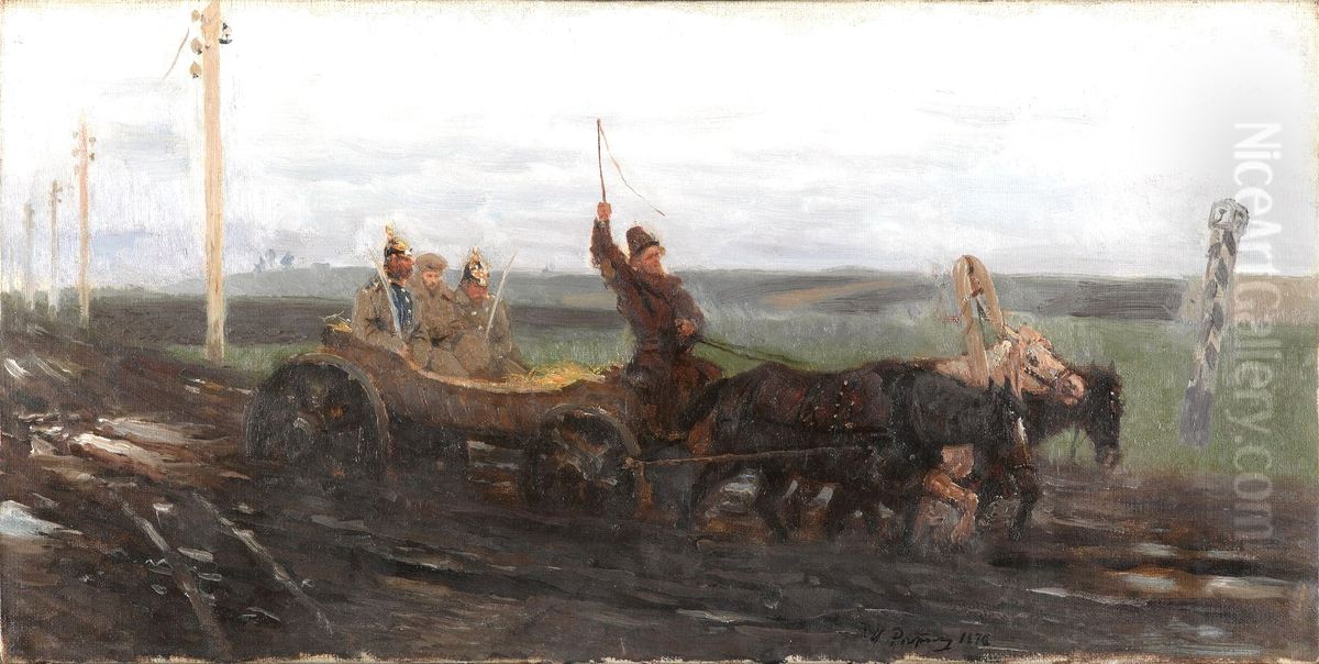 Under guard. On a dirty road Oil Painting by Repin Iliya