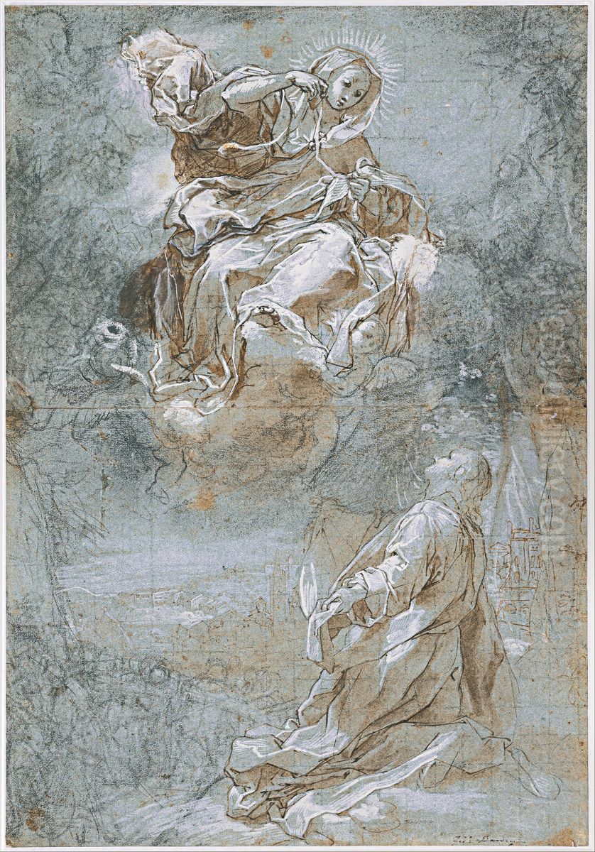 The Miracle of the Sacred Belt (recto), c. 1600-1610 Oil Painting by Federico Barocci