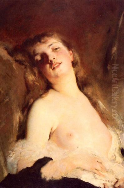 Portrait Of A Young Girl Oil Painting by Charles Joshua Chaplin
