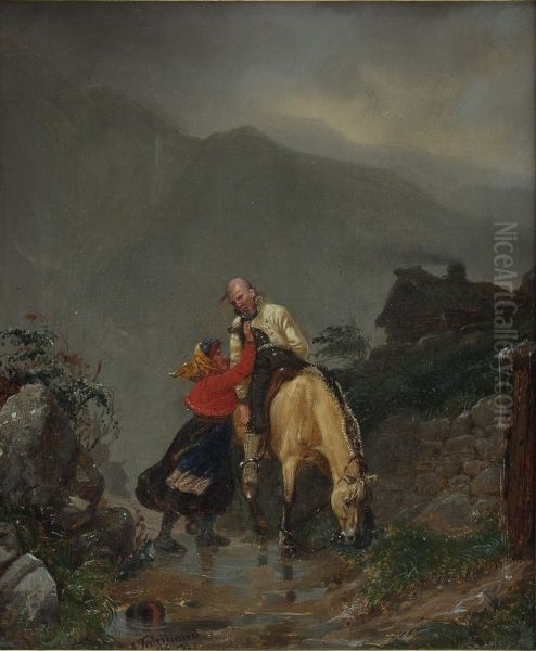 Fra kirken Oil Painting by Adolph Tidemand