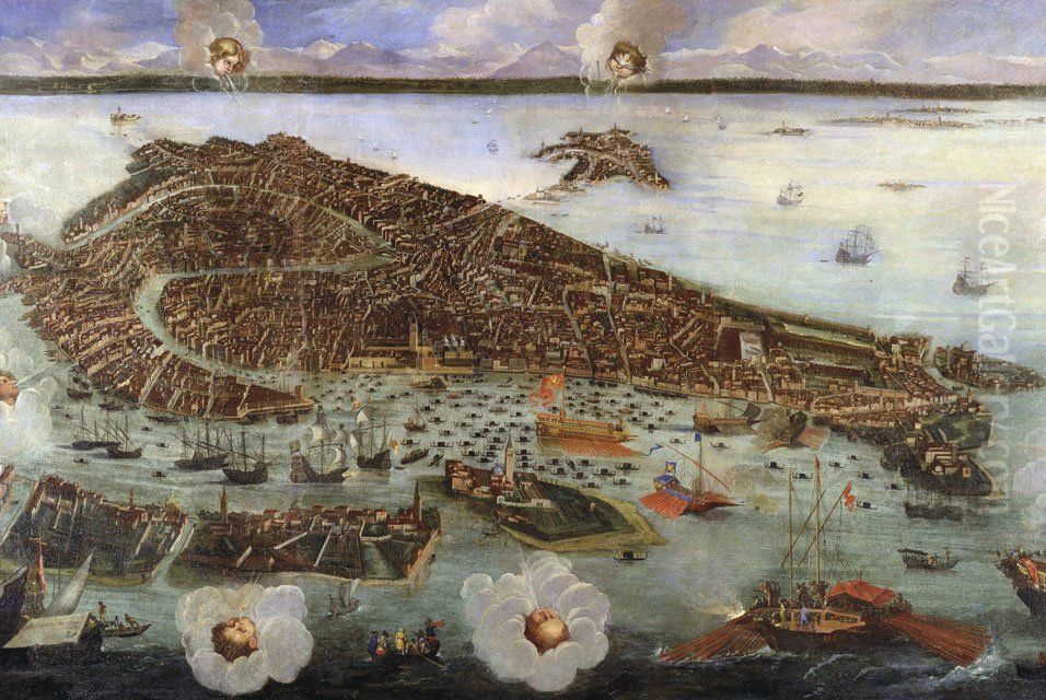 Perspective Map of Venice Oil Painting by Joseph Heintz the Younger