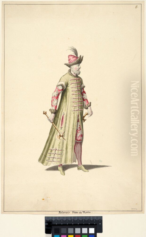 Costume Sketch, a Polish Man in the Fetes de Thalie Oil Painting by Jean Berain the Elder