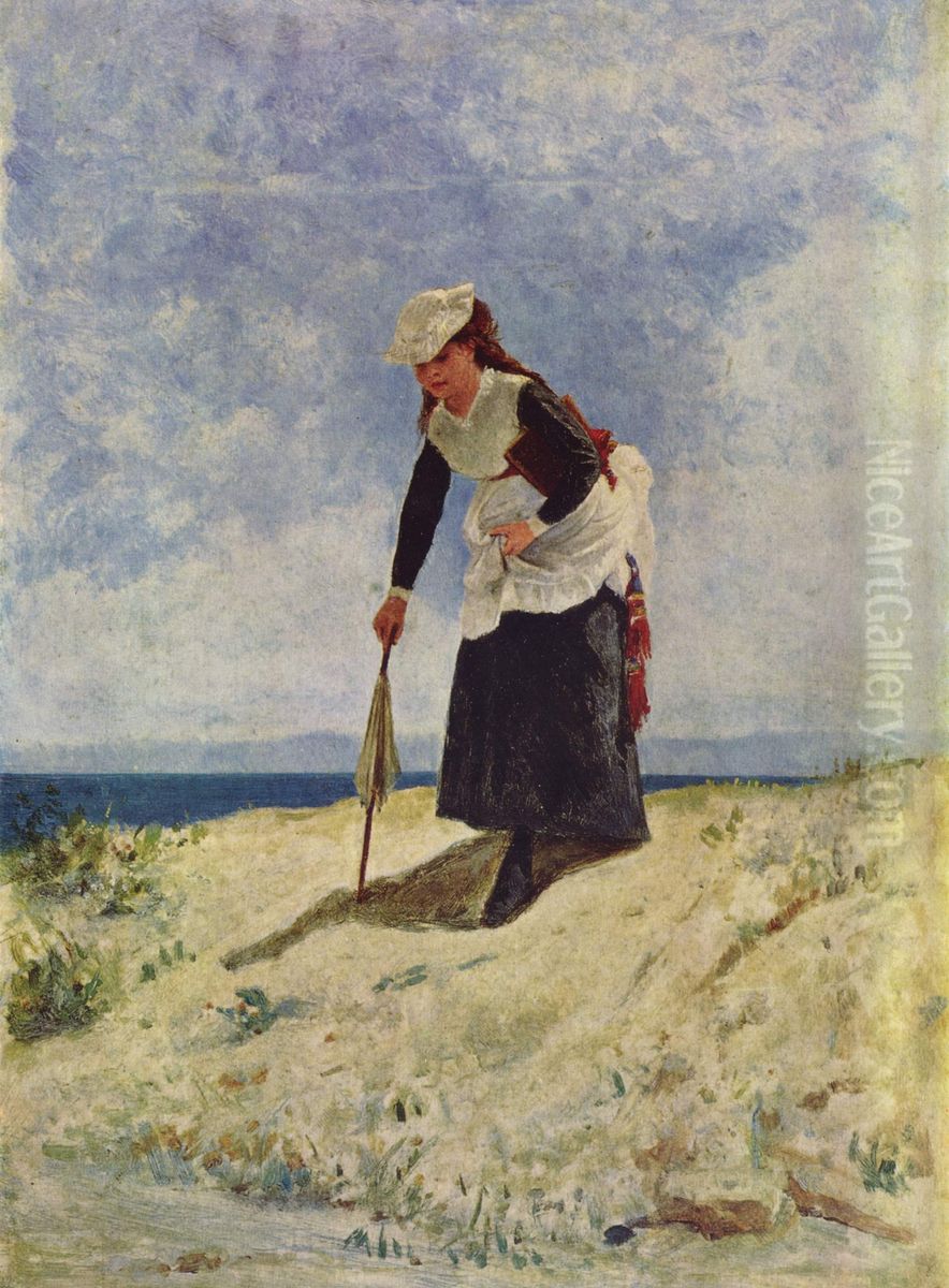 Woman on the sand Oil Painting by Giuseppe de Nittis