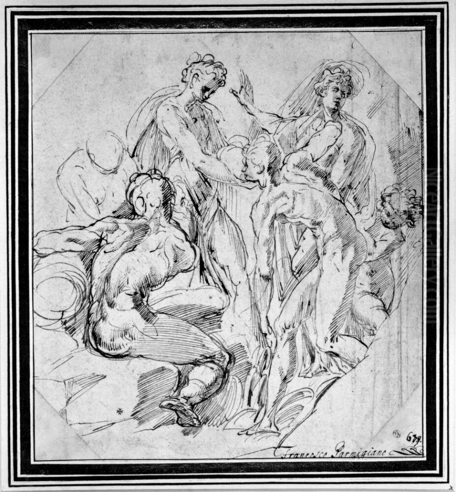 Mythological Scene Oil Painting by Jacopo Bertoia