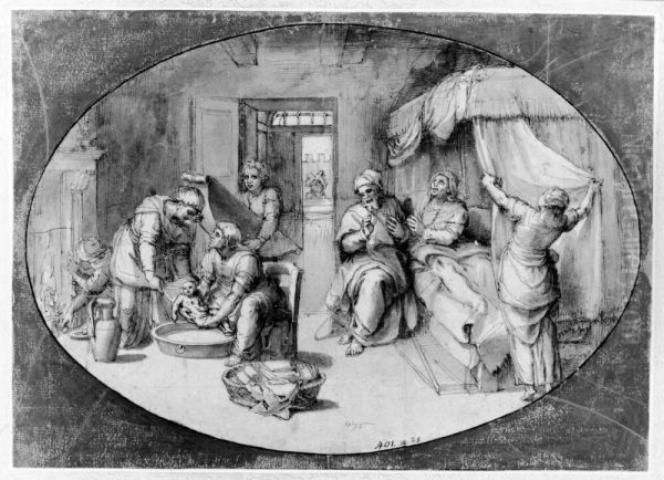 The birth of St. John the Baptist Oil Painting by Marcello Venusti
