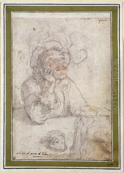 A man in a plumed hat sitting at a table Oil Painting by Taddeo Zuccari