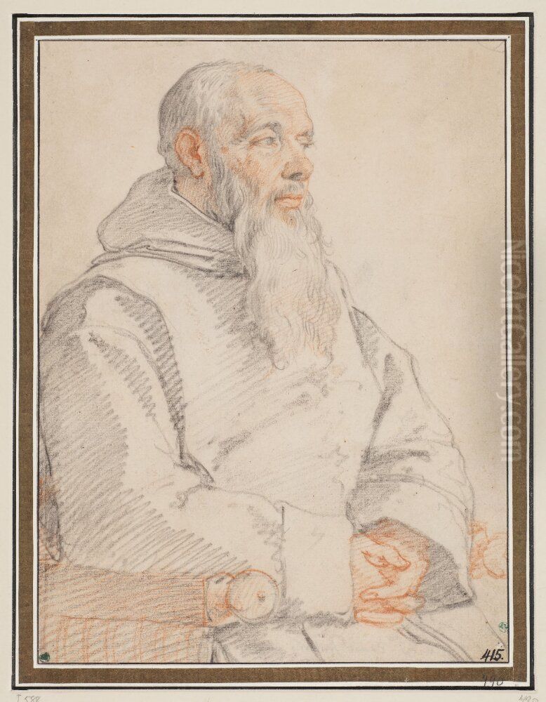 Portrait of a bearded monk Oil Painting by Federico Zuccari