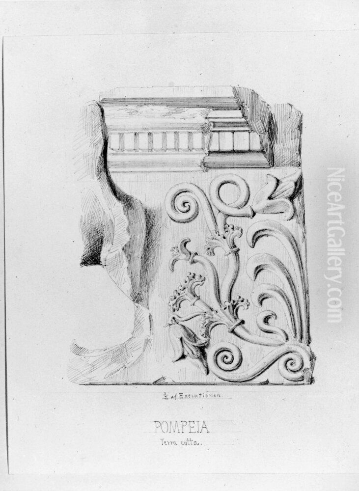 Fragment av fris i terracotta, Pompeji Oil Painting by Fredrik Wilhelm Scholander
