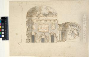 State Bedchamber with Alcove. Section with wall elevation