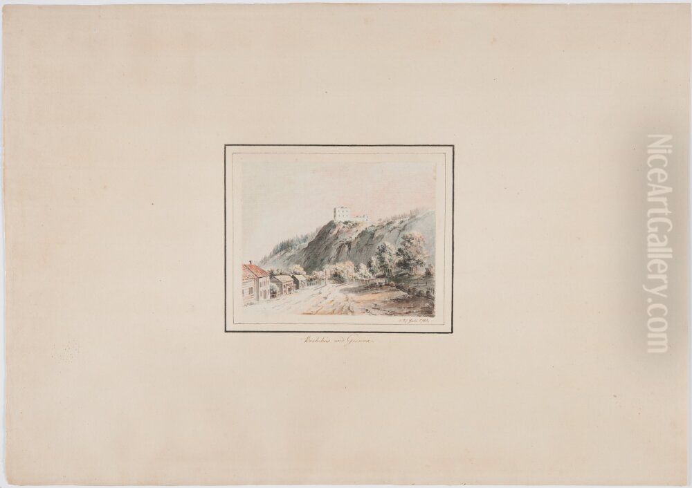 Brahehus vid Granna Oil Painting by Jonas Carl Linnerhielm