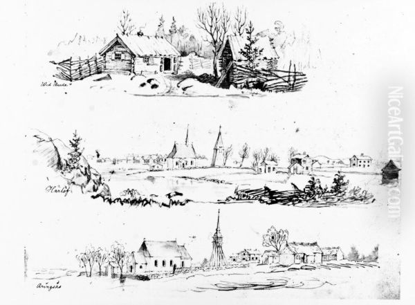 Vid areda, darunder Harlof och underst Aringsas. Ingar i skissbok Oil Painting by Kilian Zoll