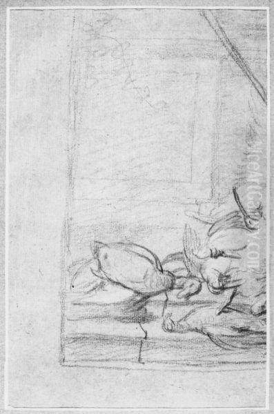 Stilleben med doda faglar, fragment Oil Painting by Alexandre-Francois Desportes