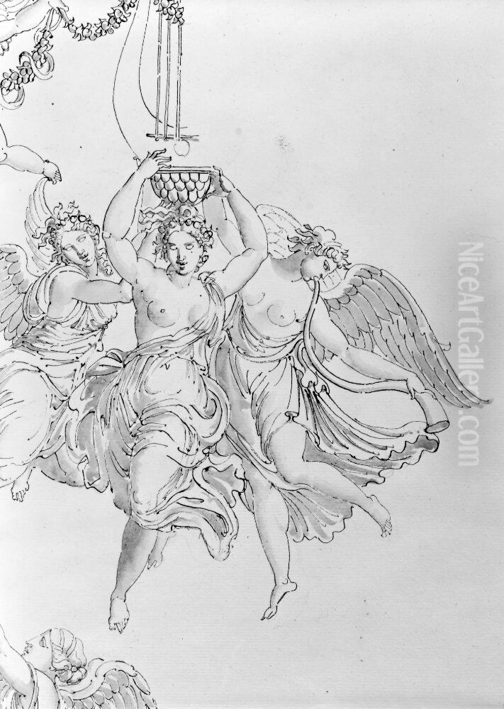 Utkast till panna for Sturefors Oil Painting by Louis Masreliez