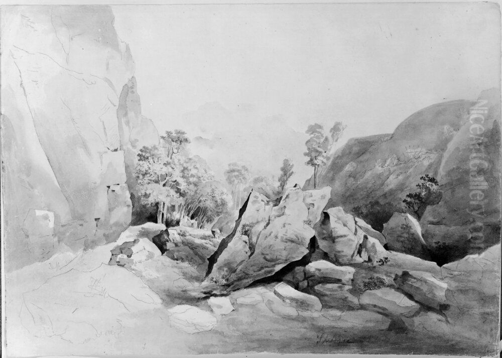 Vid Skuru. Skurugata Oil Painting by Jonas Carl Linnerhielm