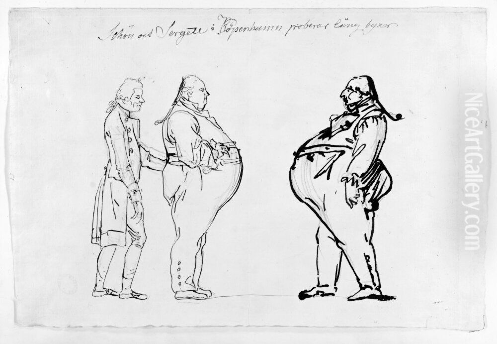 Schon och Sergel i Kopenhamn, provar langbyxor Oil Painting by Johan Tobias Sergel