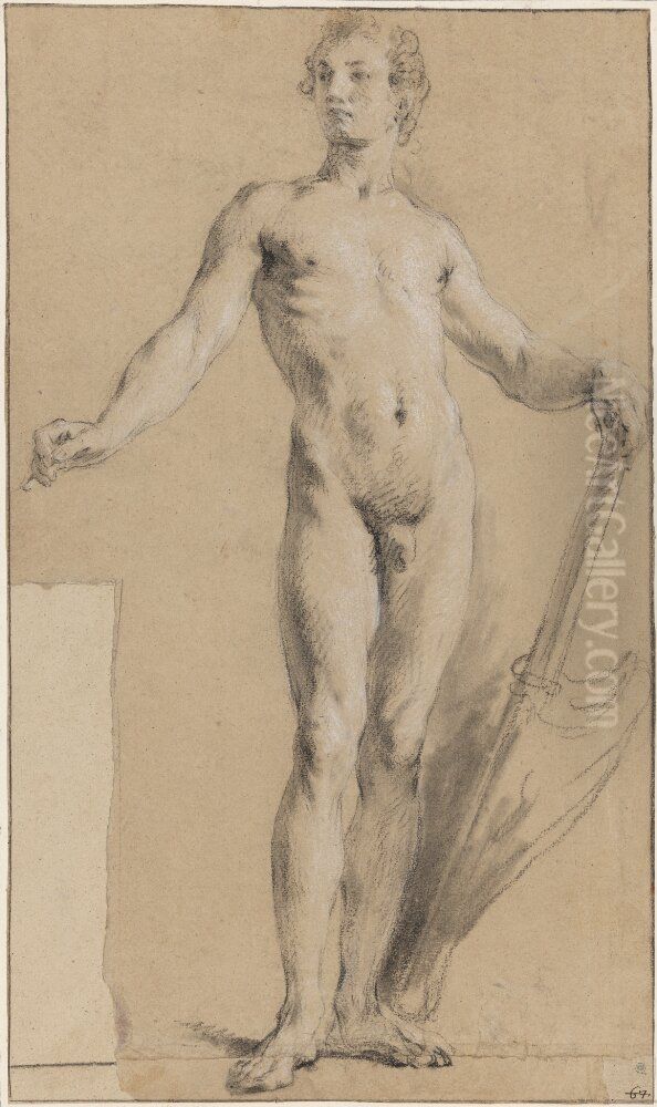 Male Nude Study Oil Painting by Francois Lemoyne